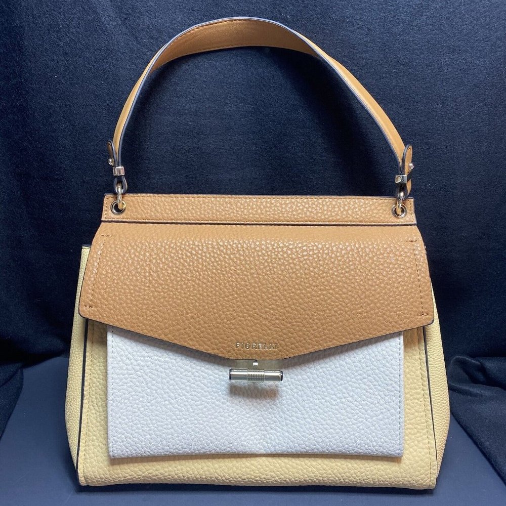 Fiorelli Flynn Grain Pebble Satchel Handbag Color Block Lemon Mix